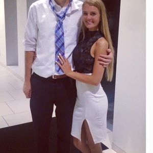 Gorgeous Black and White Dress with Slit